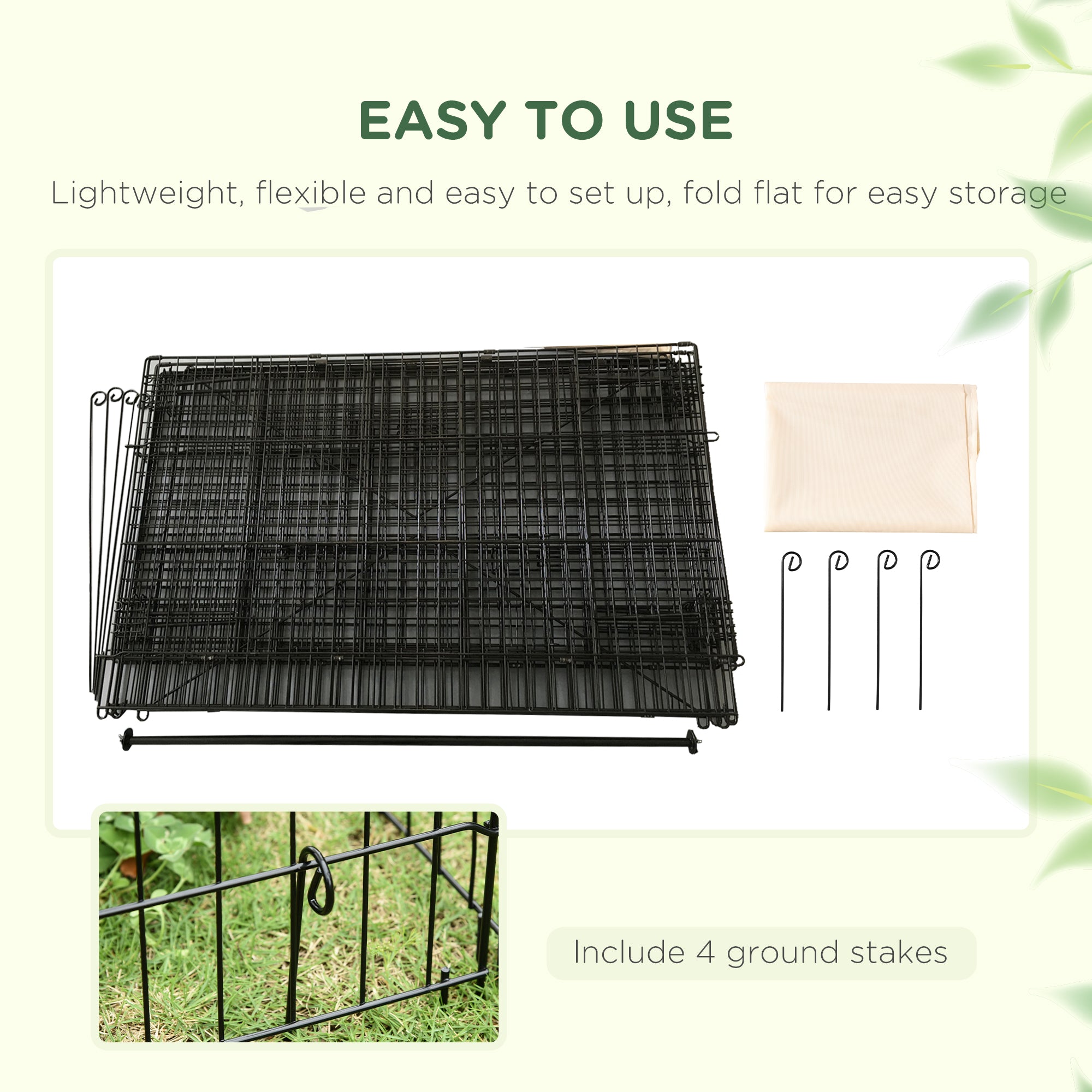 Pet Playpen with Roof, Metal Guinea Pig Cage, Rabbit Pen, Chicken Coop Run, Catio Cat Enclosure with Cover, Doors, Indoor Outdoor for Small Animals, 87" x 41" x 41", Cream