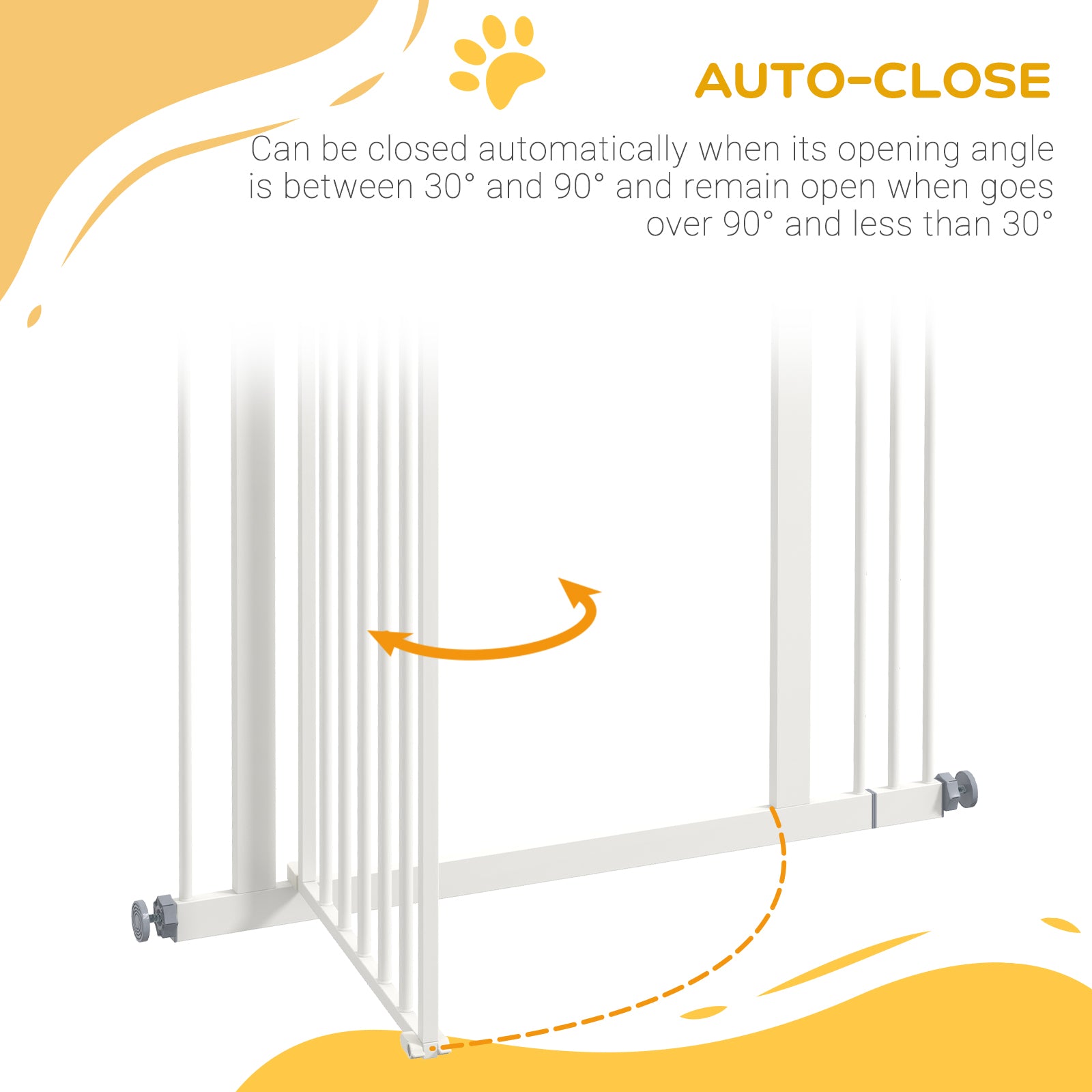 Extra Tall Dog Gate with Door, Pressure Fit, Auto Close, Double Locking for Doorways Hallways Stairs, 29"-34", White