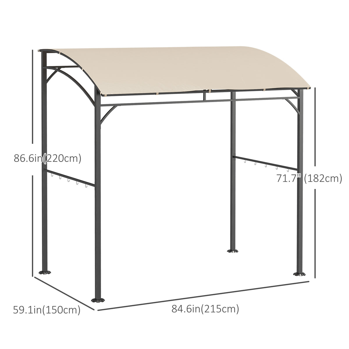 7' x 5' BBQ Grill Gazebo - Beige Steel Frame Canopy
