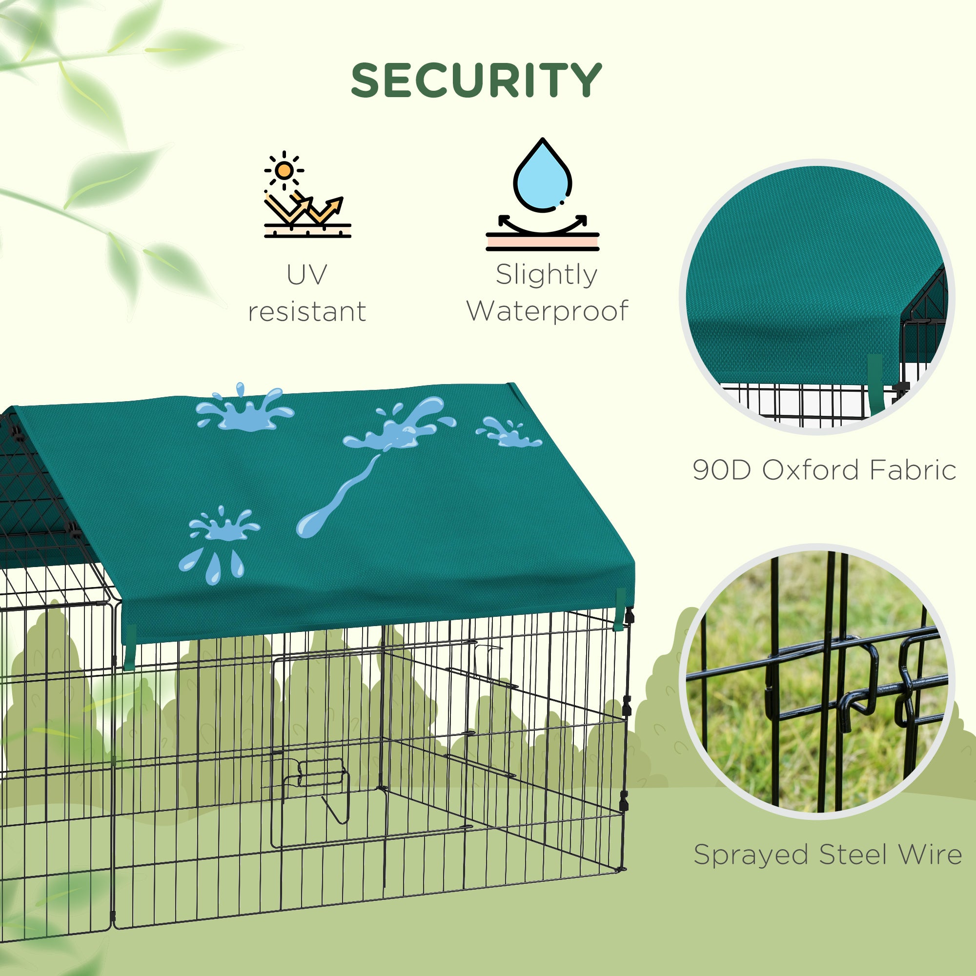 73" Small Animal Cage with Roof, Indoor/Outdoor Use,  for Chicken, Rabbits, Chinchillas, Green