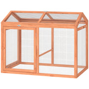 Wooden Chicken Run, Outdoor Chicken Coop with Perch and Dual Doors, Combinable Hen House Rabbit Hutch for Backyard
