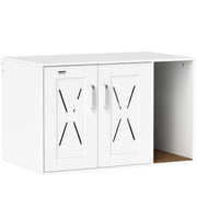Cat Litter Box Enclosure, Hidden Cat Litter Box Furniture with Scratching Board, 31.5" x 19" x 20", White
