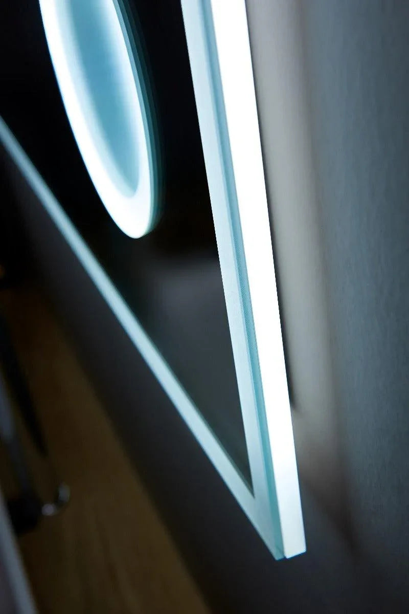 24" x 29.5" LED Bathroom Mirror with Built-in 3X Magnifying Mirror - Frameless Anti-Fog Smart Mirror with Dimming Control, Energy-Saving LED Lighting & Dual Mirror Design