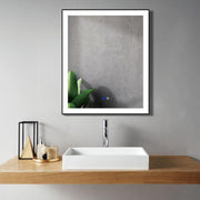 30" x 35.4" LED Bathroom Mirror with Matte Black Aluminum Frame - Hardwired Anti-Fog Smart Mirror with Frosted Edge Glow, Dimming Control & 6000K Backlit Lighting