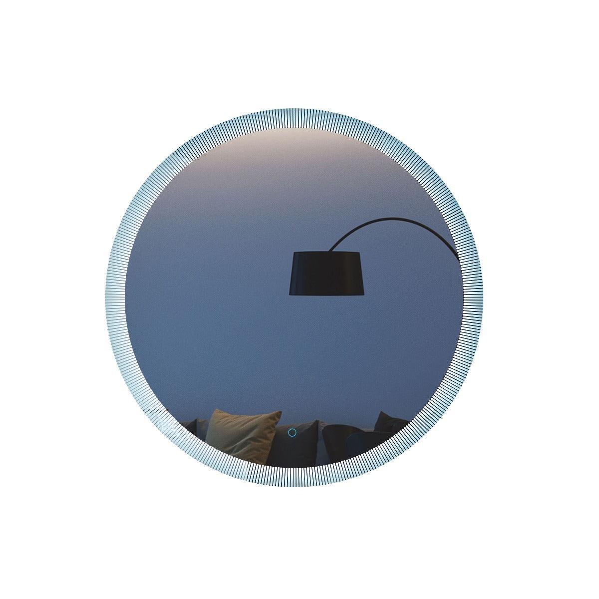 28" Round LED Bathroom Mirror with Full Perimeter Frosted Edge Lighting - Energy-Efficient Halo Effect Mirror with Circular Illumination & Compact Wall Design