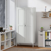 Lockable Steel Storage Cabinet - 3 Shelves 2 Doors White