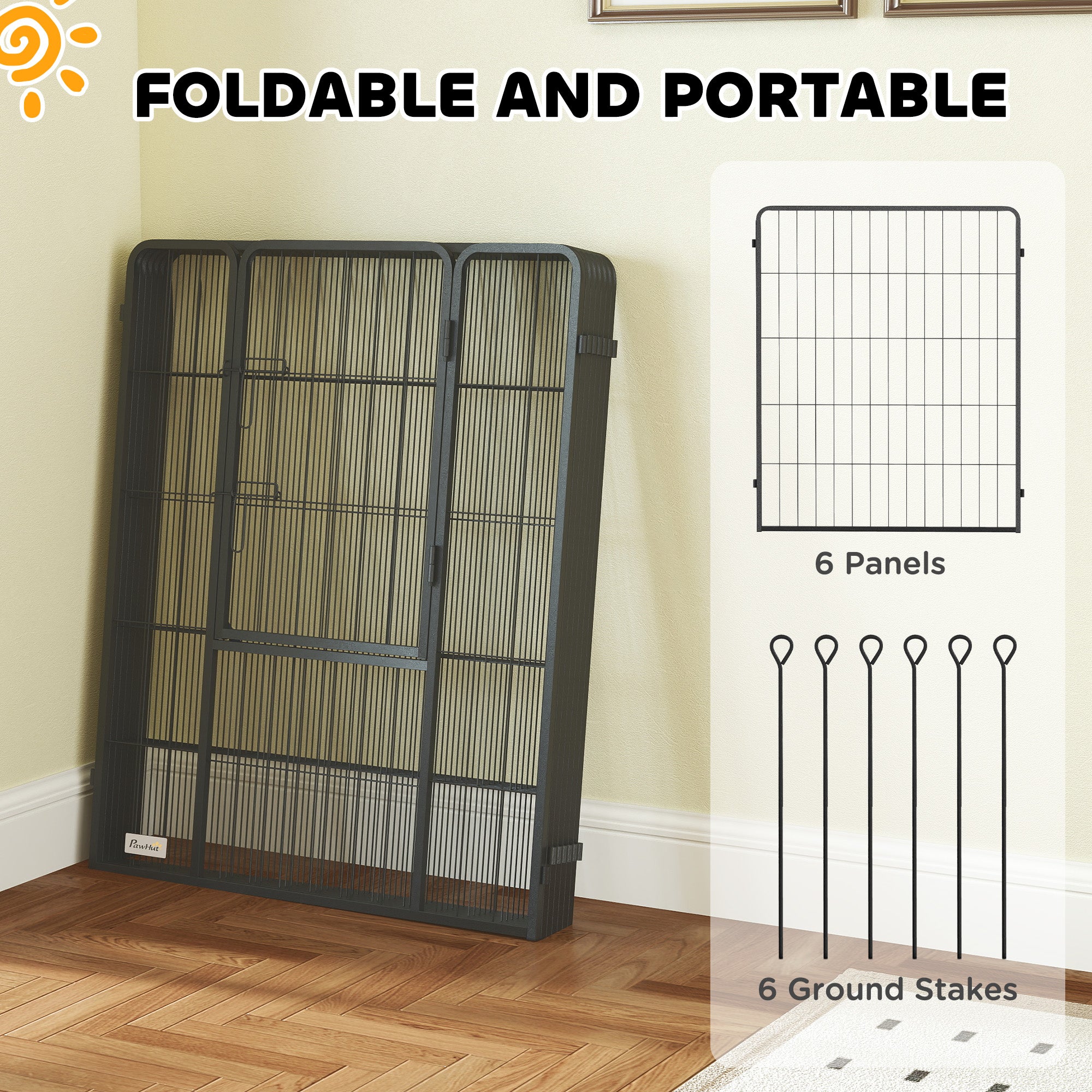 Heavy Duty Dog Playpen with Latch Door 2 Shape Indoor Playpen Dog for Large Dogs, 6 Panels, 39"H