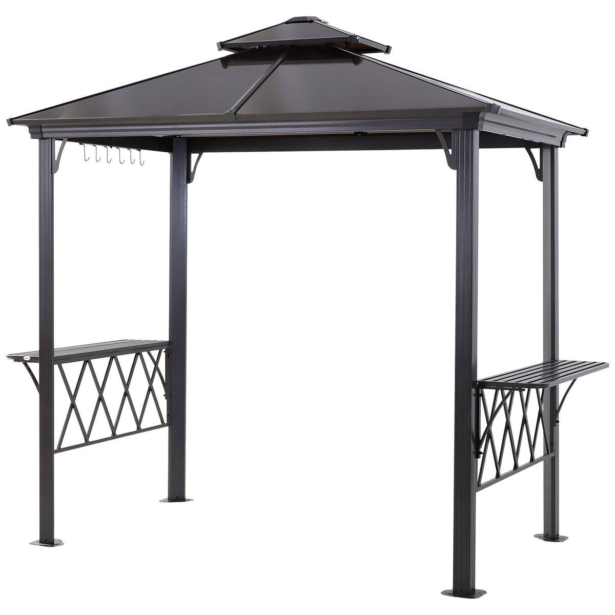 Outdoor Hardtop Grill Gazebo - 9' x 5' Coffee BBQ Canopy