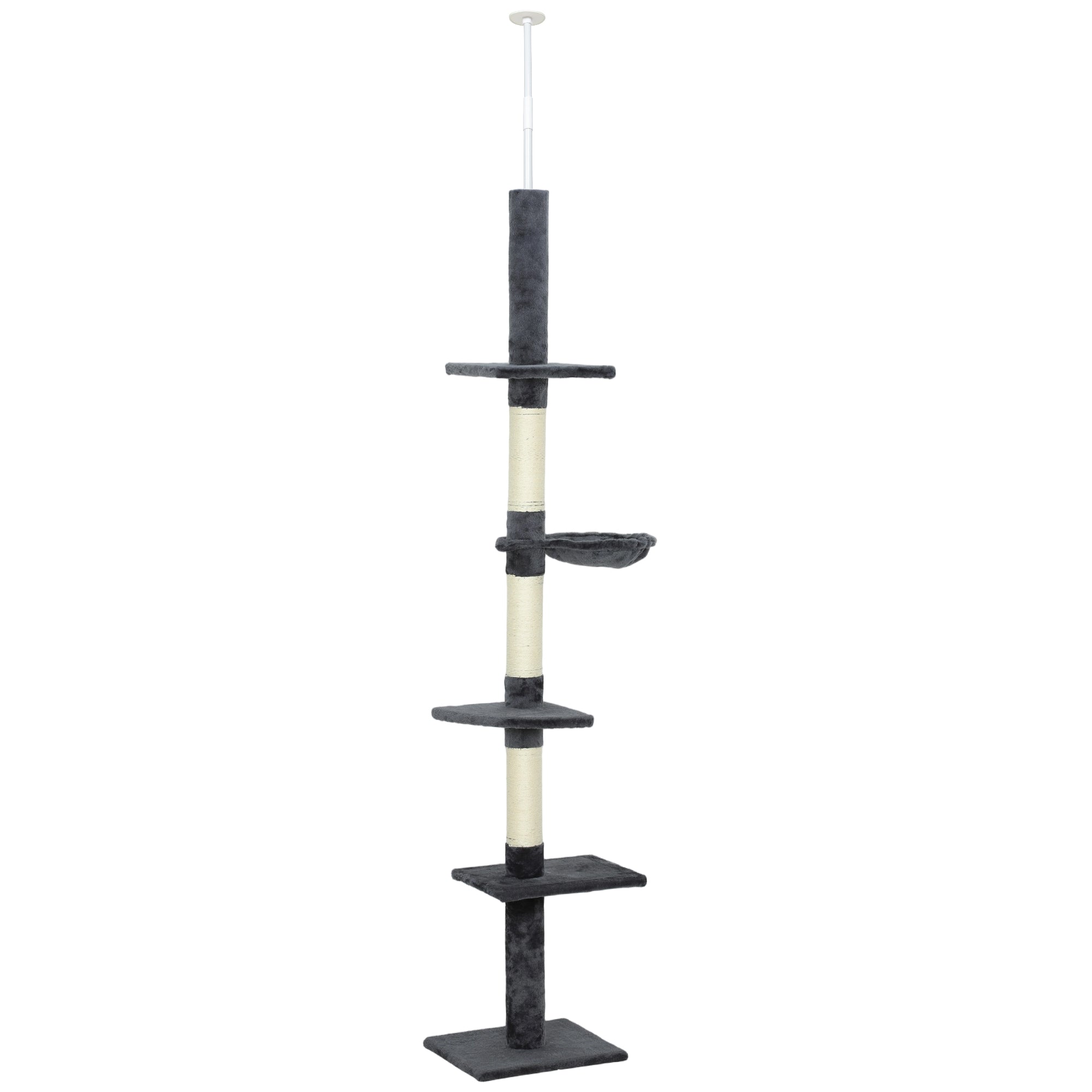 8.5ft Cat Climbing Tree 5-Tier Kitty Activity Center with Scratching Post  Dark Grey