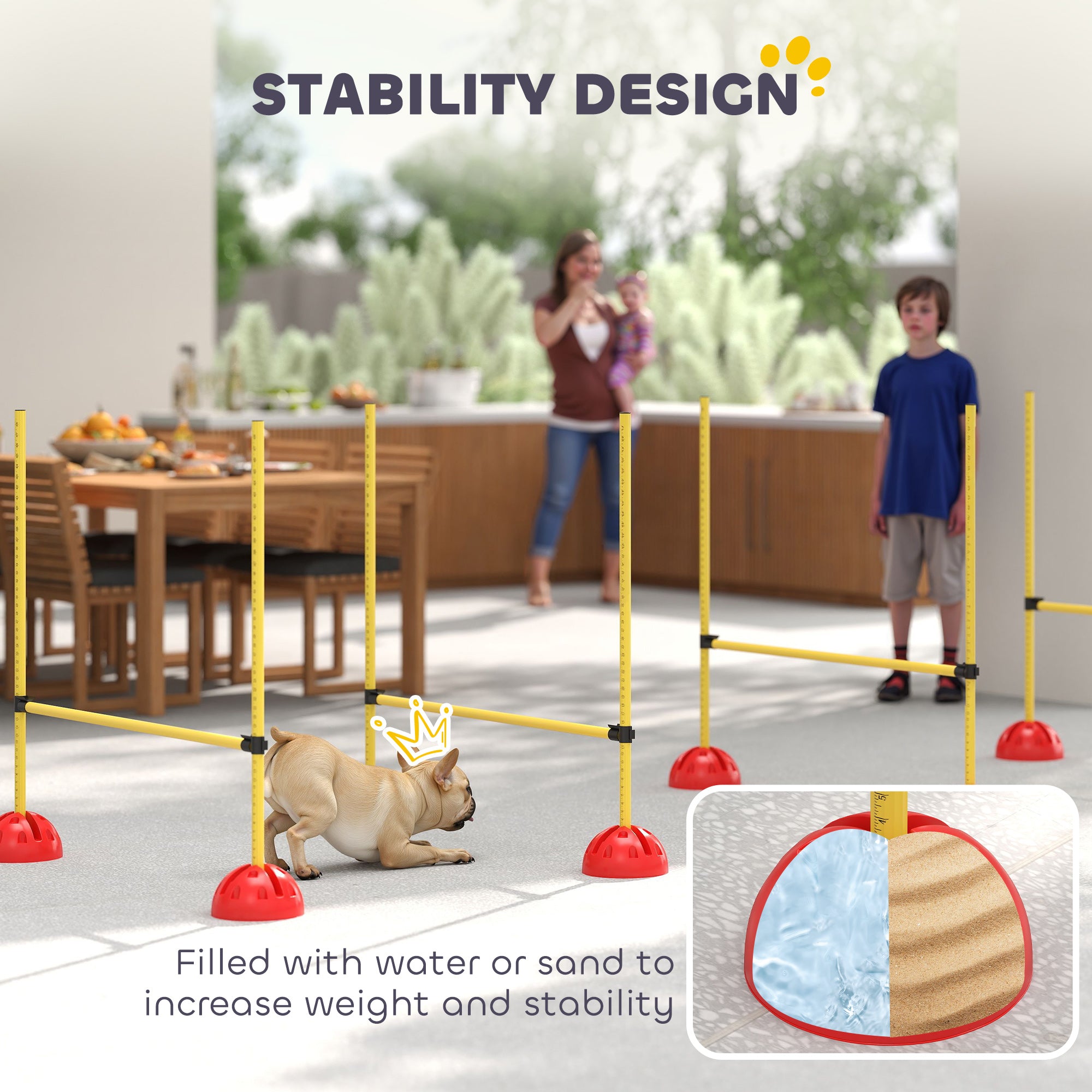 Dog Agility Training Equipment, 4 PCS Obstacle Course with Height Adjustable Jump Hurdle and Bag, Yellow