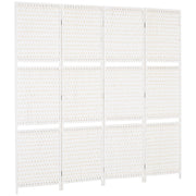 4 Panel Room Divider with Shelves, 6 FT Freestanding Folding Privacy Screen, Partition Wall Divider for Bedroom, White
