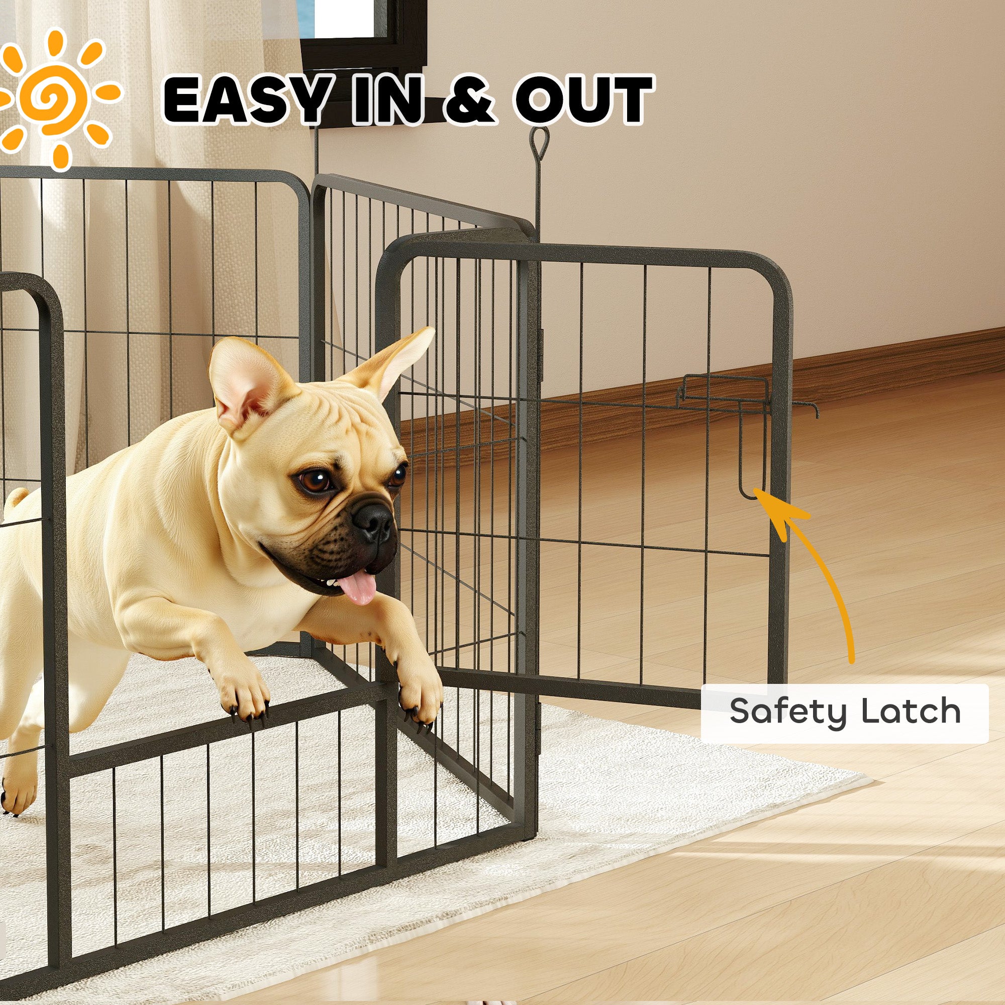 Heavy Duty Dog Playpen with Door for Small Dogs, 6 Panels, 23.5"H