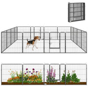 Parc de jeu robuste pour animaux, clôture en acier pour chiens composée de 16 panneaux, parc d’exercice pour chiots avec 2 portes à loquet verrouillable, hauteur de 31,5"