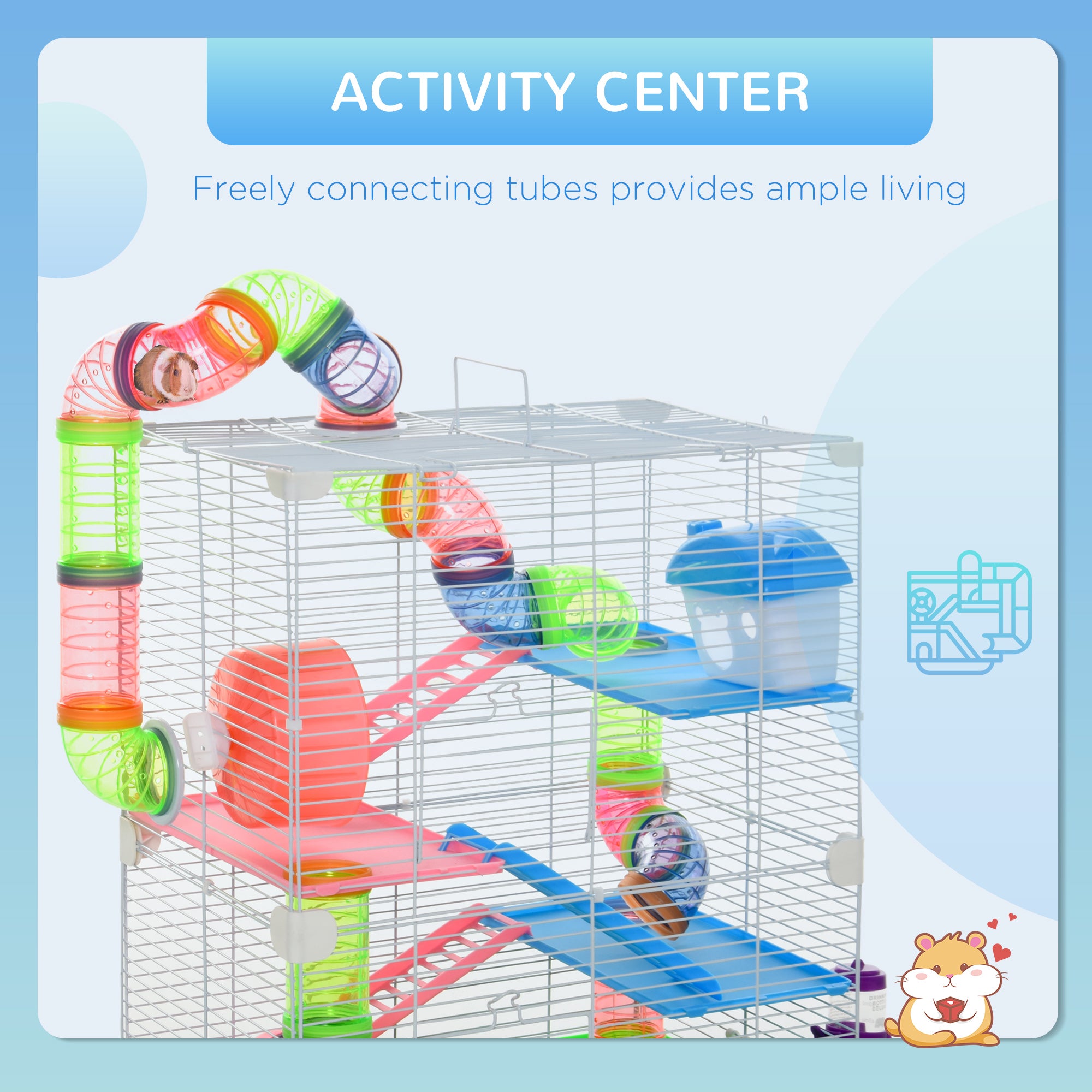 5 Tiers Hamster Cage Portable with Exercise Wheels Play Tube Water Bottle Dishes House Ladder for Gerbils, Green