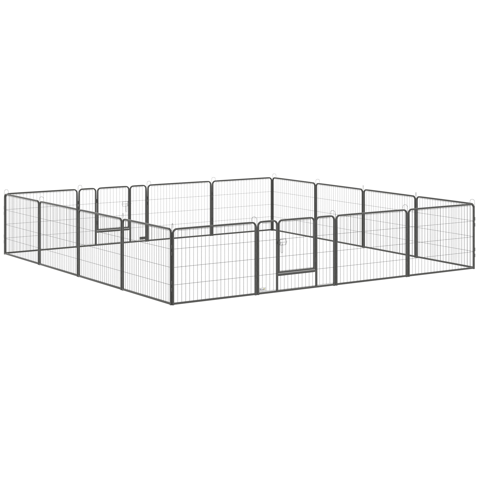 Parc à jeu robuste pour chiens, 16 panneaux, clôture pour animaux, parc d’exercice portable pour chiots, avec 2 portes à loquet verrouillable, pour une utilisation intérieure ou extérieure, hauteur de 23,5 pouces