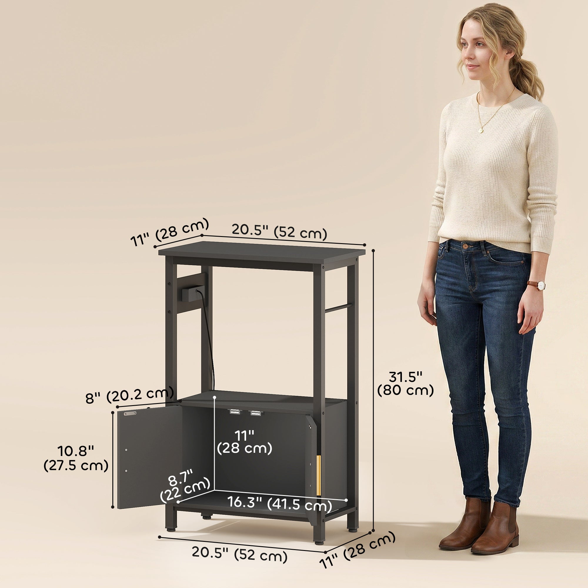 5-10 Gallon Fish Tank Stand Aquarium Stand with Power Outlets, Cabinet, Shelf, 550 lbs Capacity, 20.5" x 11" x 31.5"
