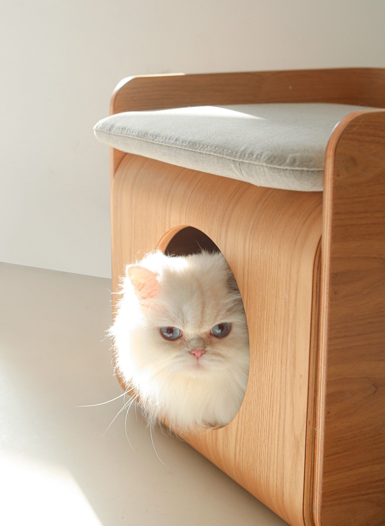 Natural Wood Cat Bed House-Living-DECOROLALA