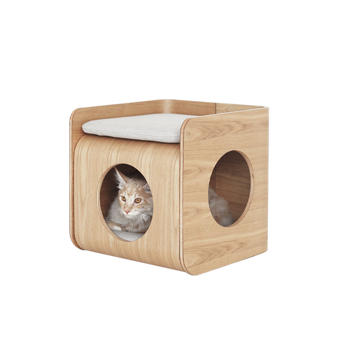 Natural Wood Cat Bed House-Living-DECOROLALA