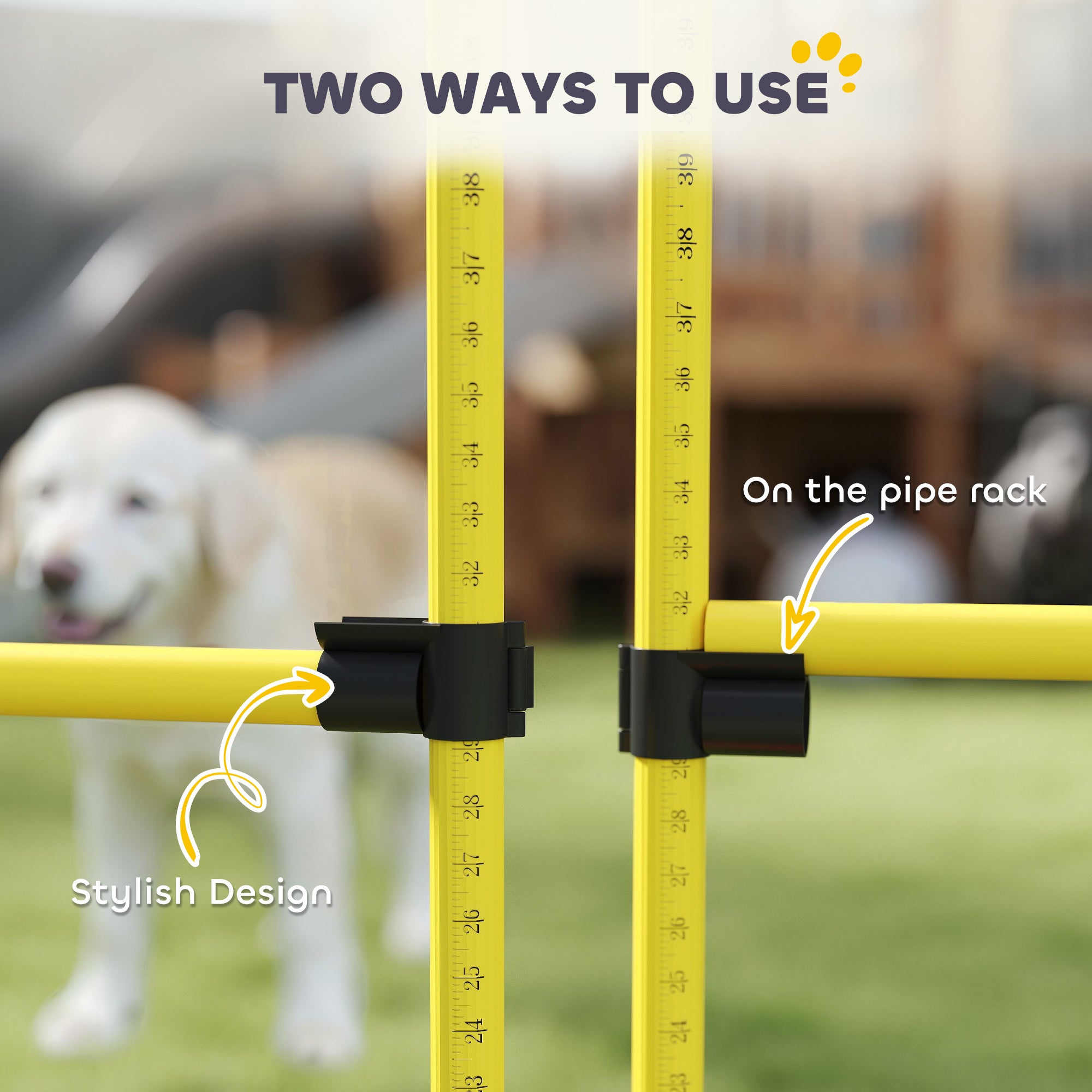 Dog Agility Training Equipment, 4 PCS Obstacle Course with Height Adjustable Jump Hurdle and Bag, Yellow
