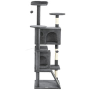 63" Cat Tree, Multi-Level Cat Tower with Scratching Posts, Cat Condos, Bed, Platforms, Ramp, Toy Ball, Dark Grey