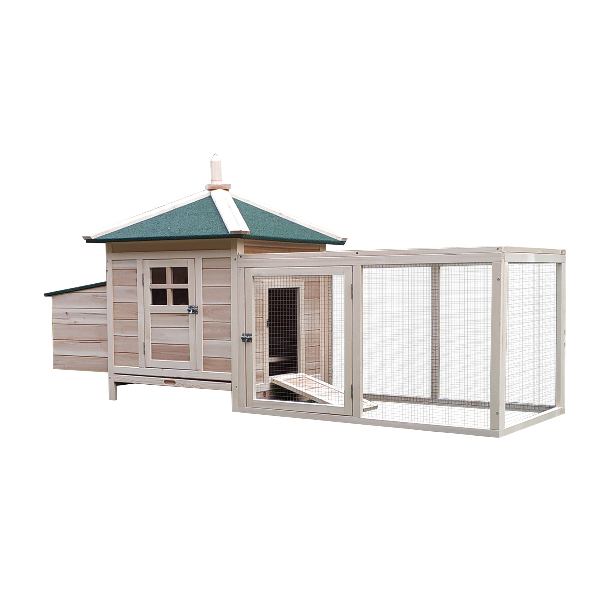 77" Chicken Coop Hen House Rabbit Hutch Poultry Cage Pen Outdoor Backyard with Nesting Box Run Natural