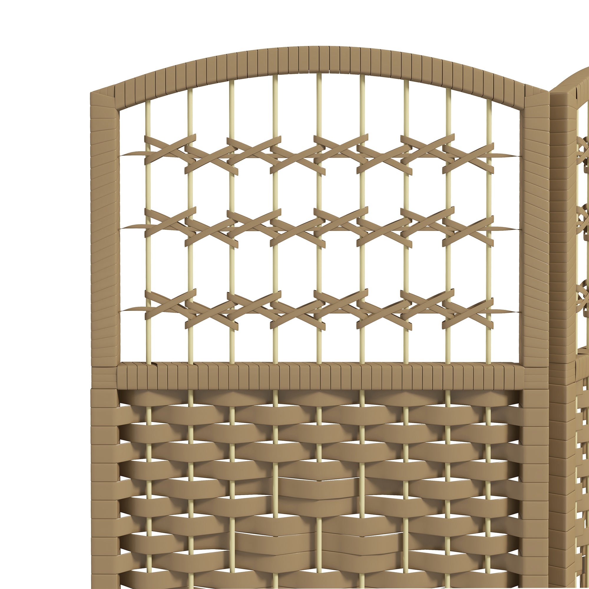 6 Panel Folding Room Divider, Portable Privacy Screen, Wave Fiber Room Partition for Home Office, Natural