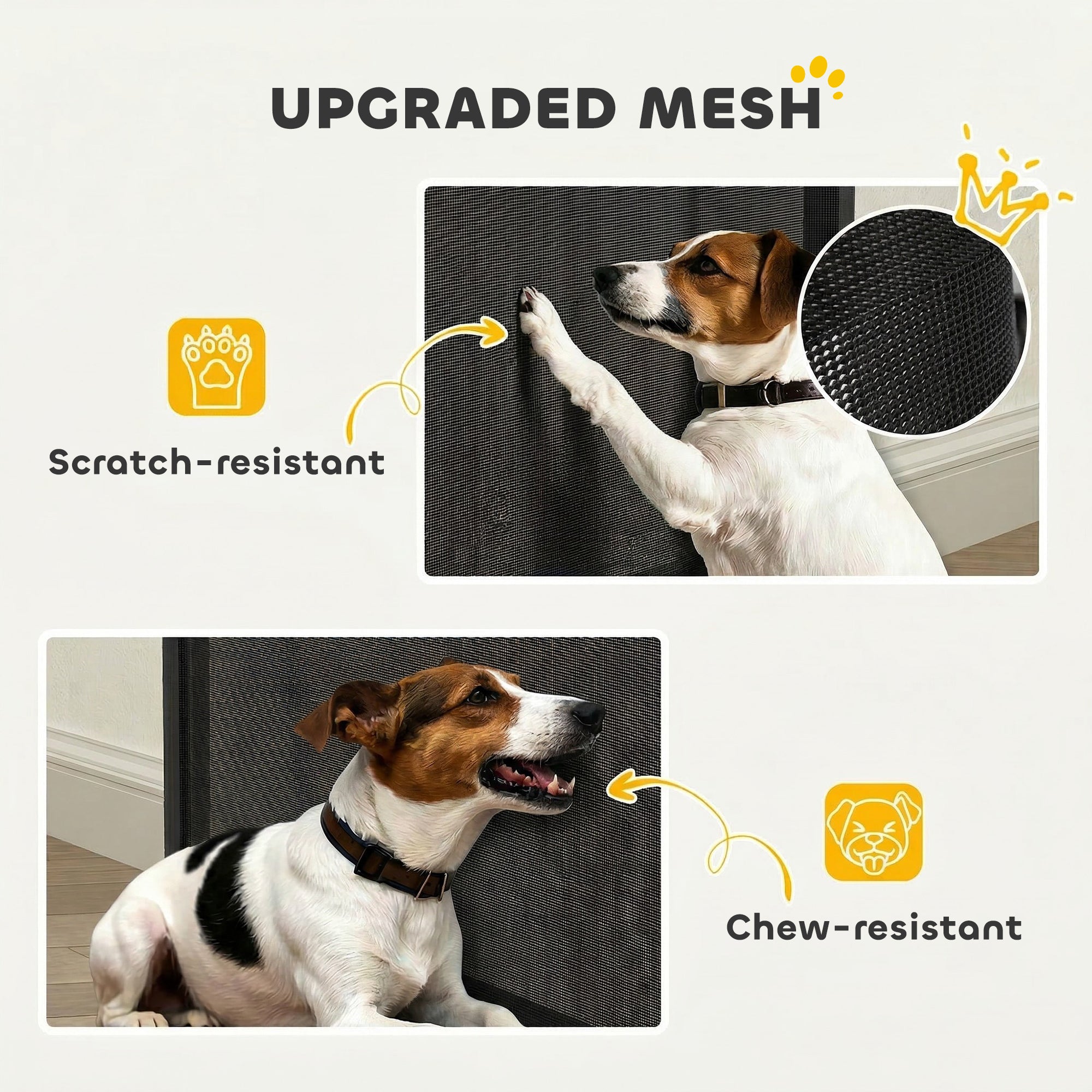Retractable Dog Gate, 36.6" Tall,  Extends to 55" Wide, Mesh Pet Gate with Single Hand Operation, for Stairs, Doorways
