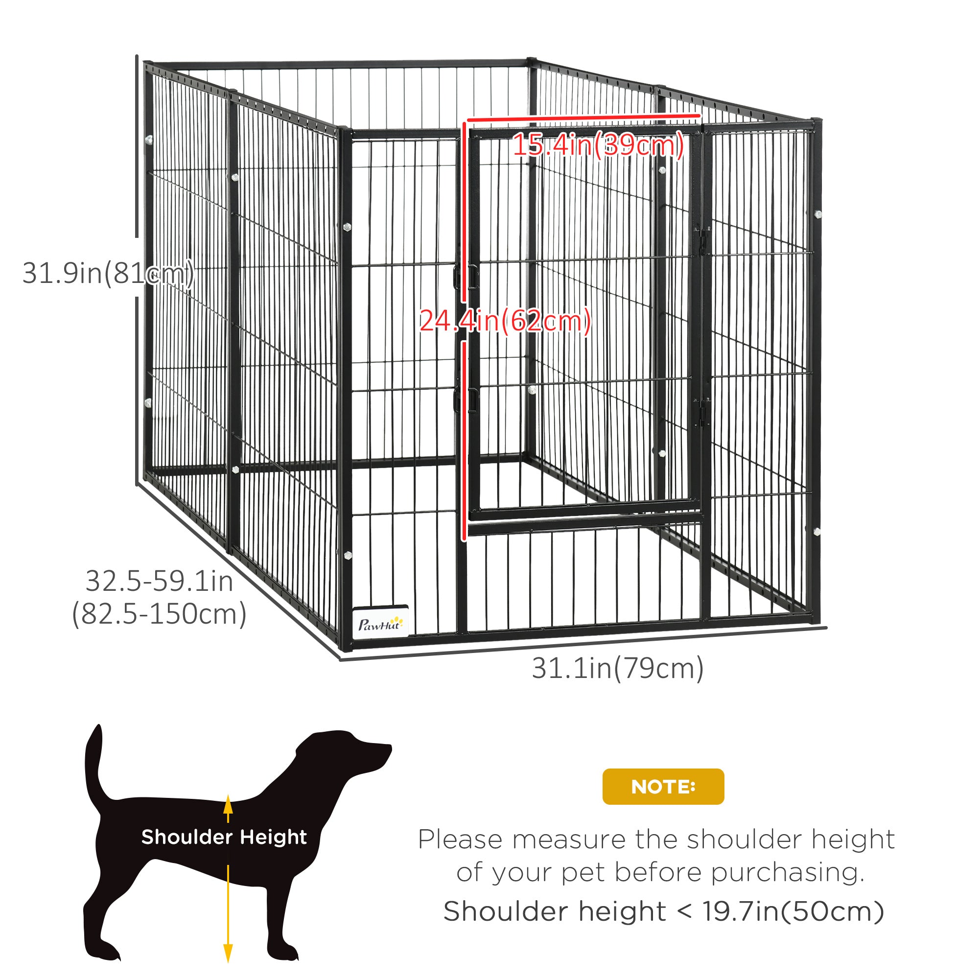 Parc pour chien à 6 panneaux de 32,5" – 59" x 32", parc robuste pour animaux, pour l’intérieur et l’extérieur, petits et moyens chiens