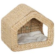 Cat Wall Shelf, Wall Mounted Cat House with Washable Cushion, Kitty Shelf Furniture for Indoor Kittens, Natural