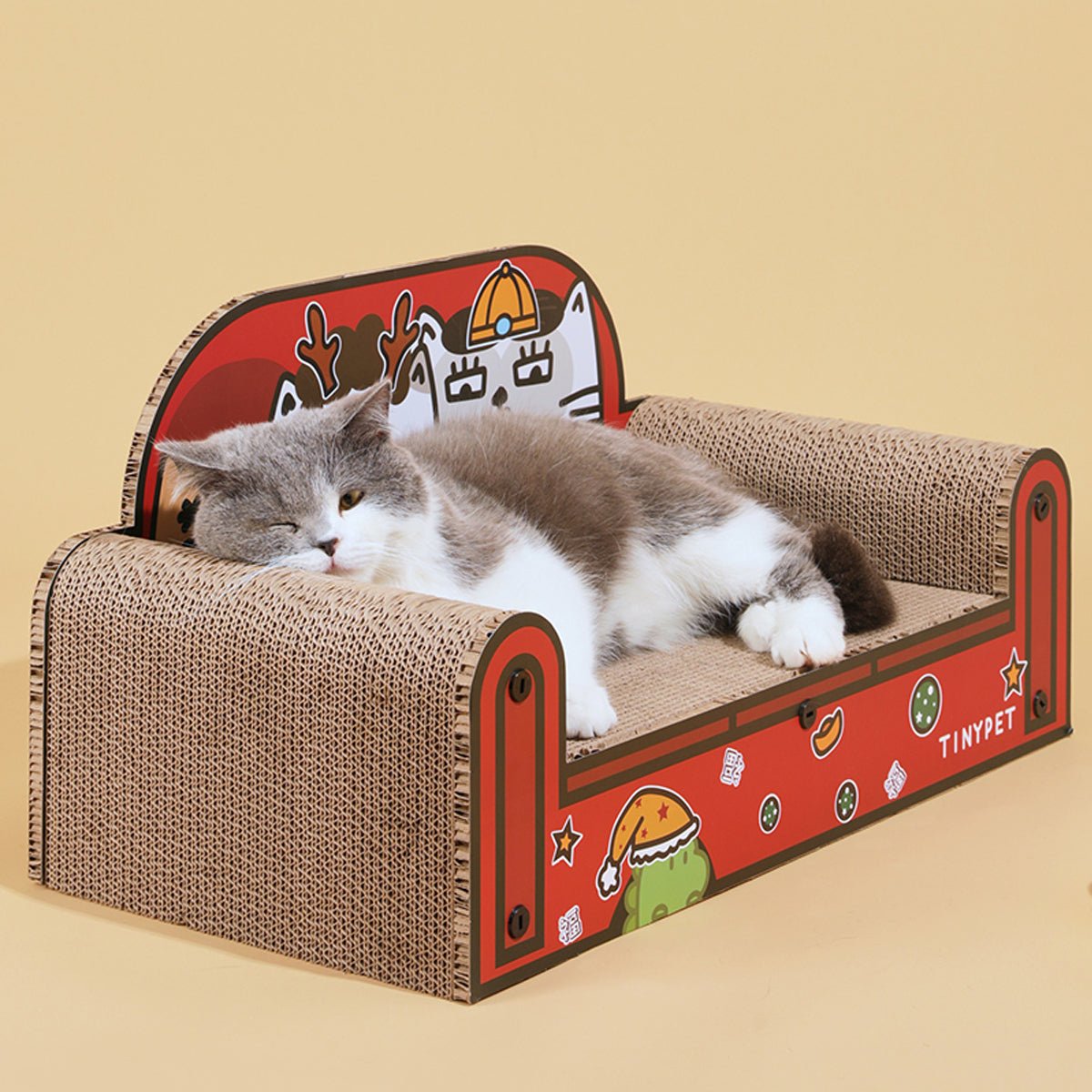 One Family Red Small Sofa Cat Scratching Board-Living-DECOROLALA