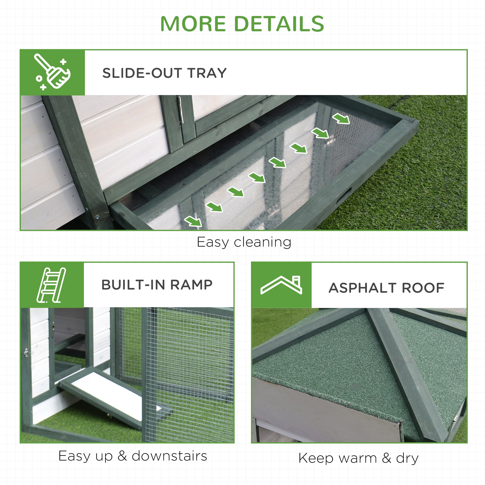 77" Chicken Coop Hen House Rabbit Hutch Poultry Cage Pen Outdoor Backyard with Nesting Box Run Green