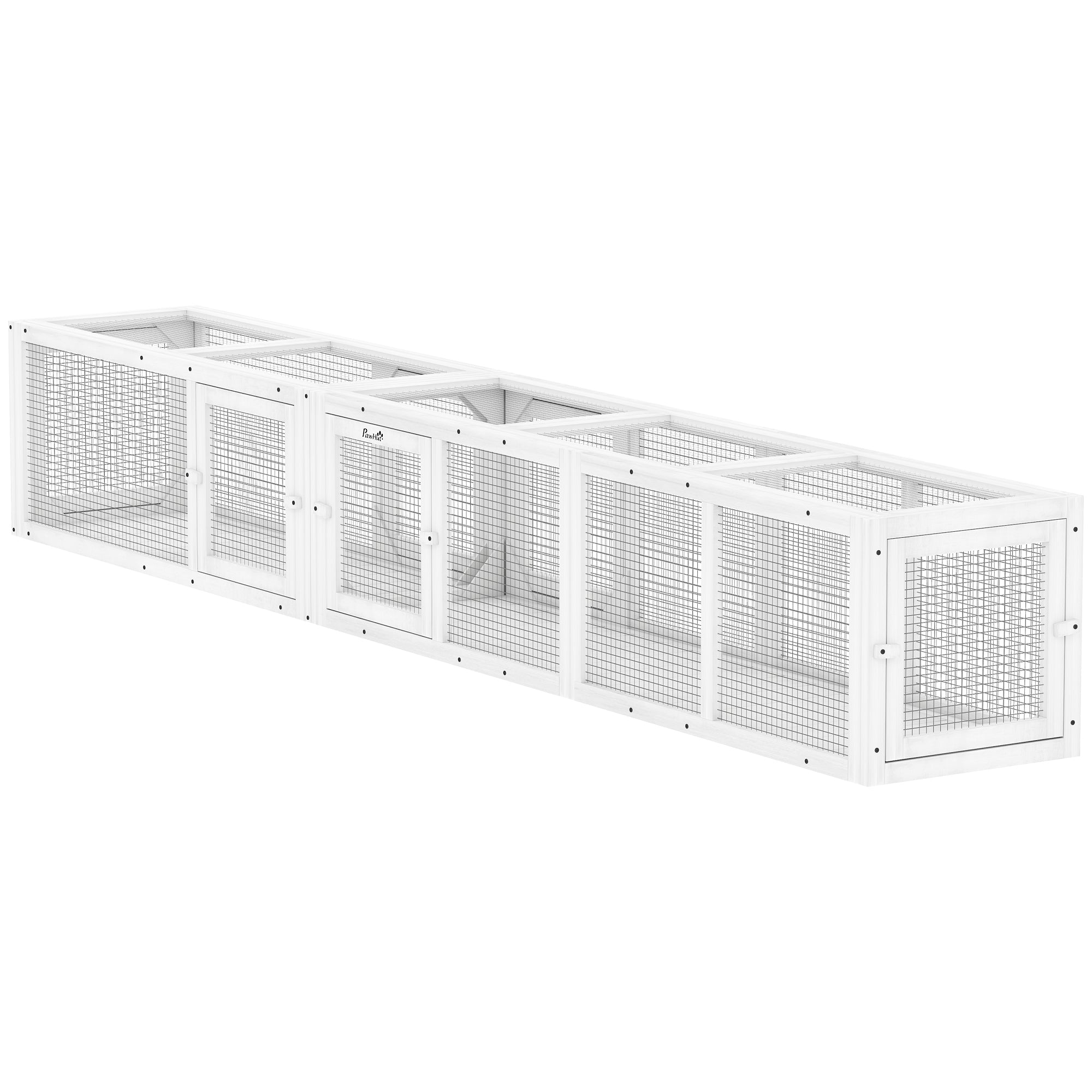 Cat Tunnel, Outdoor Cat Enclosure with Combinable Design, 8 Doors, 98" Kitty Toys for House, Window, Cage, White