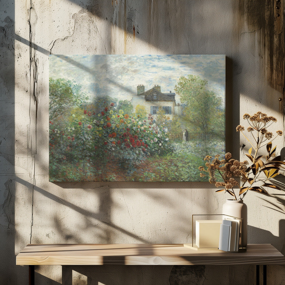 A Corner of the Garden with Dahlias (1873)-canvas-DECOROLALA