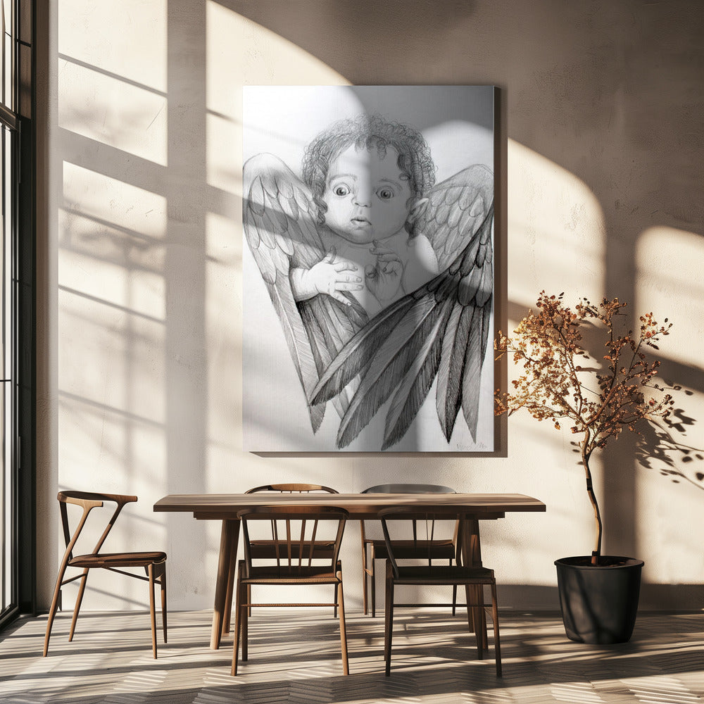 Wall art Surprised Little Cherub-canvas-DECOROLALA