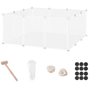Petite cage en plastique pour petits animaux, cage pour chinchilla à 12 panneaux pour cochon d’Inde, 18" x 14", blanche