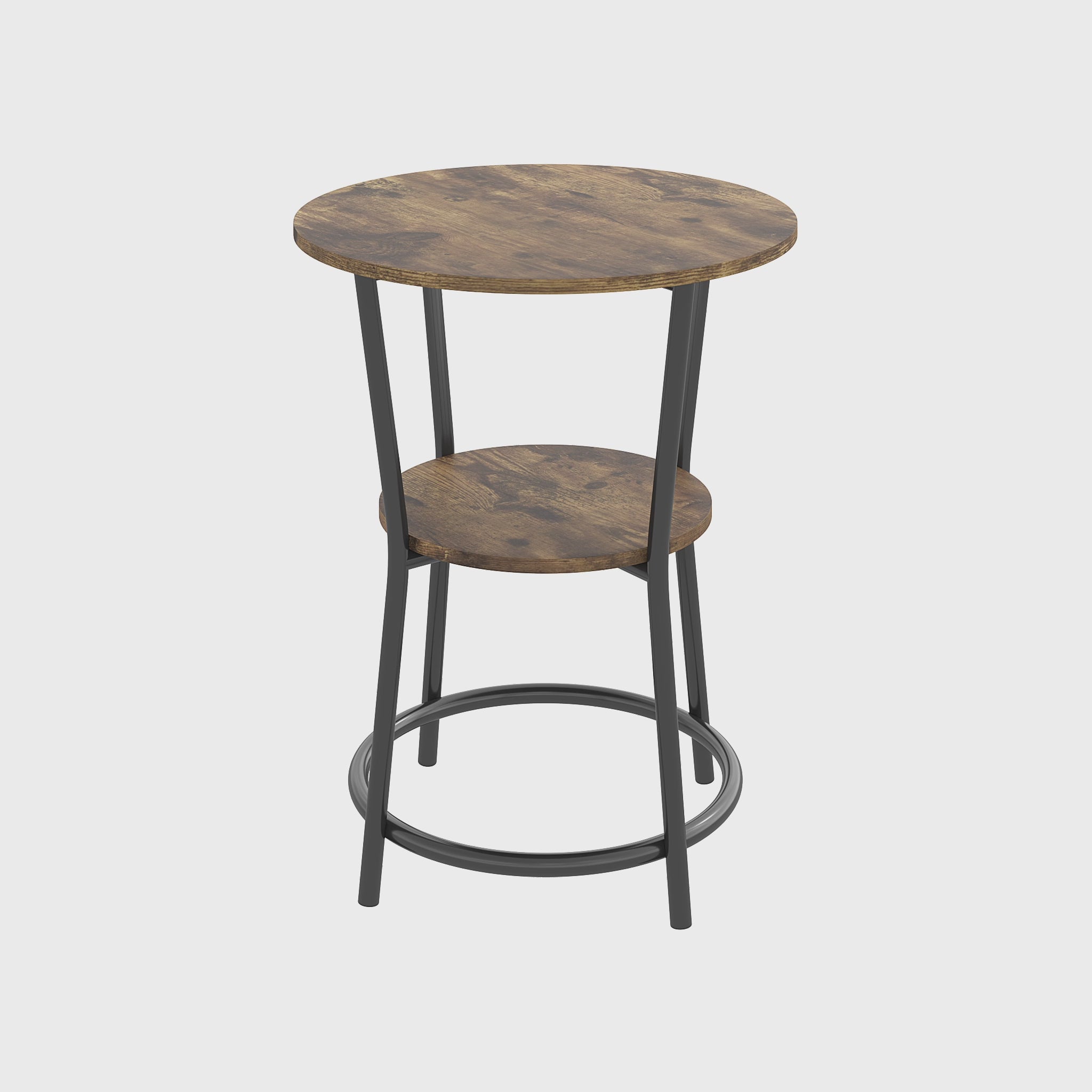 Charger la vidéo : TABLE D'APPOINT RONDE 22" EN BOIS RÉCUPÉRÉ MARRON À 2 NIVEAUX
