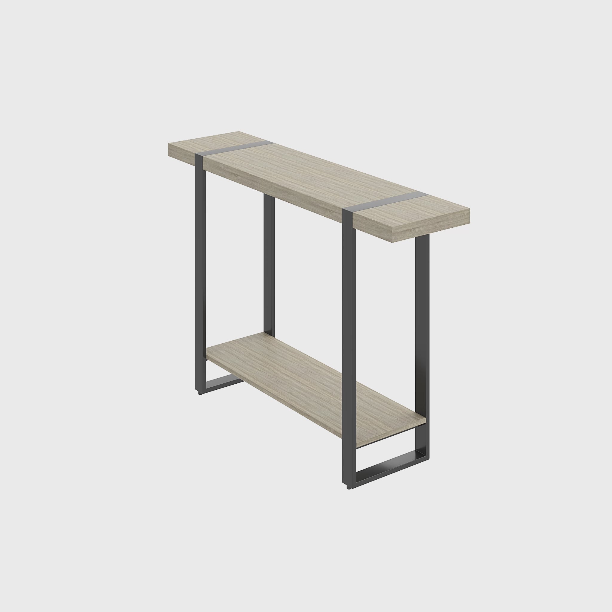 Load video: CONSOLE TABLE 47" DARK TAUPE 1 SHELF BLACK METAL