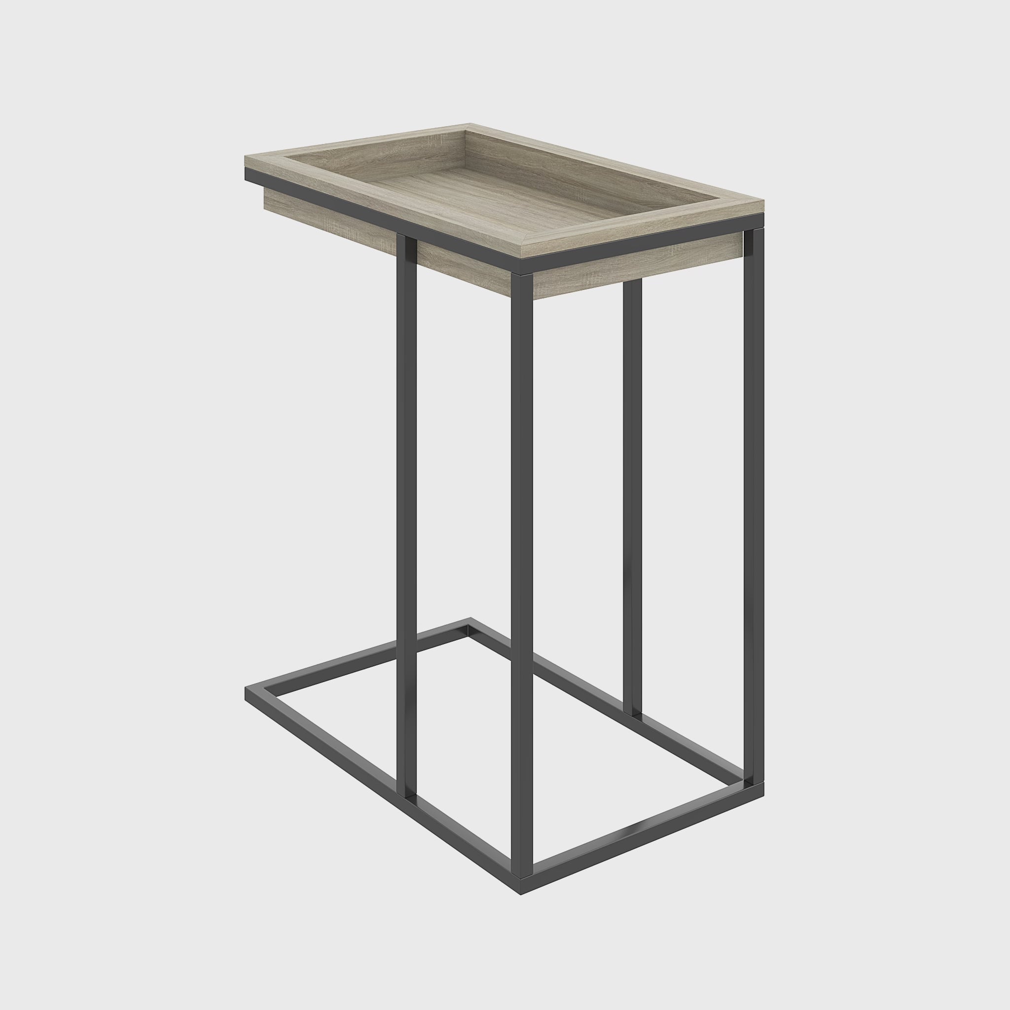 Charger la vidéo : Table d'appoint en C Bois marron Plateau en métal noir