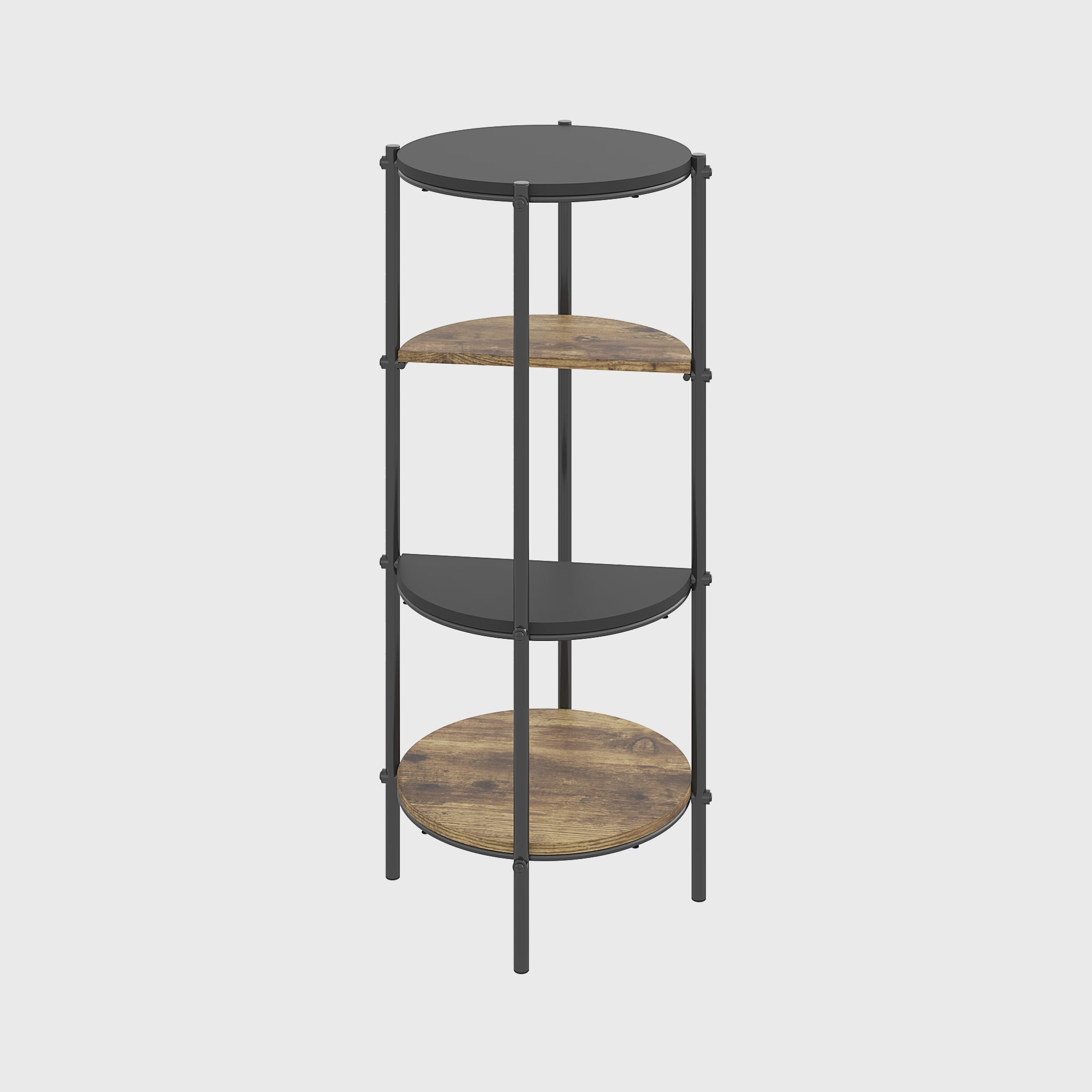 Load video: 4-Tier Corner Etagere Shelf - Reclaimed Wood