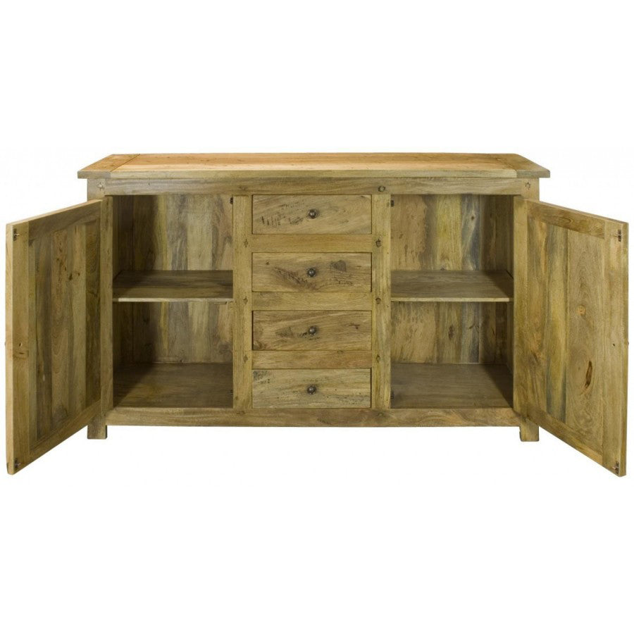 Granary 4 Drawer Sideboard - Solid Mango Wood Oak Finish