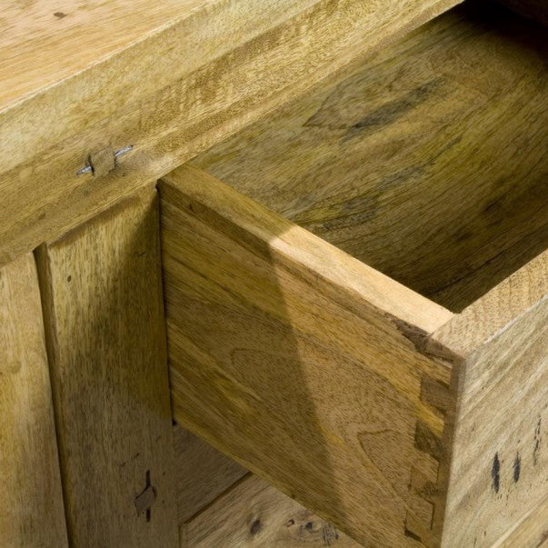 Granary 4 Drawer Sideboard - Solid Mango Wood Oak Finish