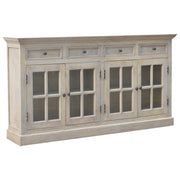 Stone Acid Wash Glazed Sideboard - Solid Mango Wood 4-Door