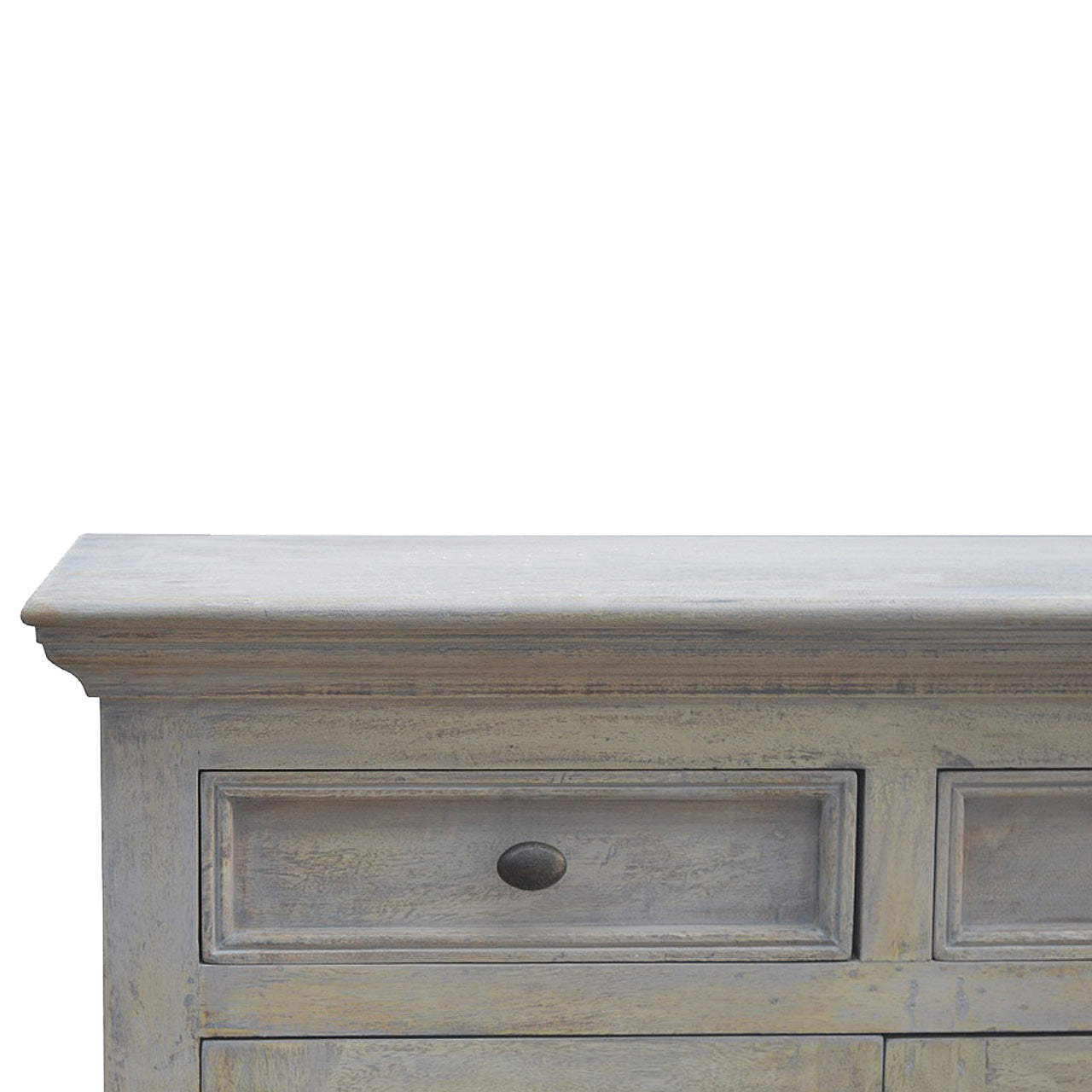 Stone Acid Wash Glazed Sideboard - Solid Mango Wood 4-Door