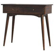 Solid Mango Wood 2-Drawer Console Table - Walnut Finish