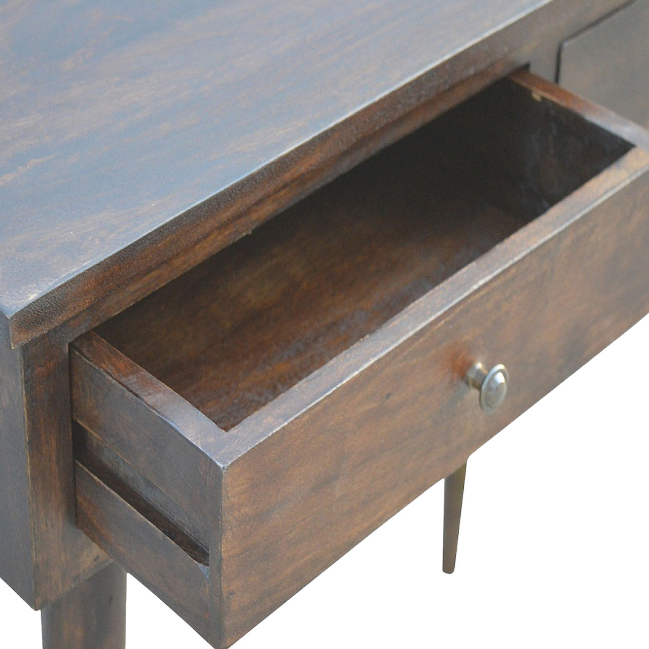 Solid Mango Wood 2-Drawer Console Table - Walnut Finish