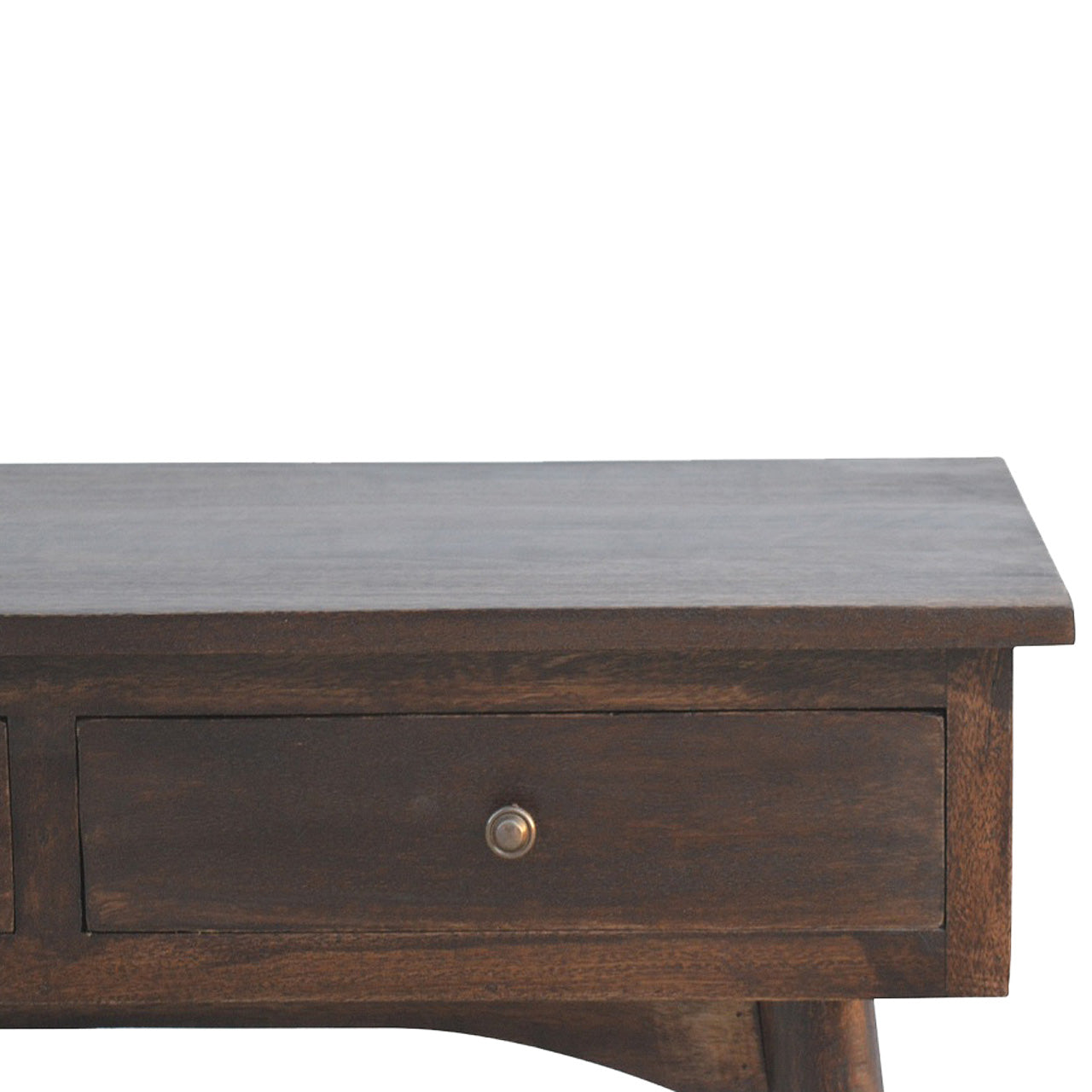 Solid Mango Wood 2-Drawer Console Table - Walnut Finish