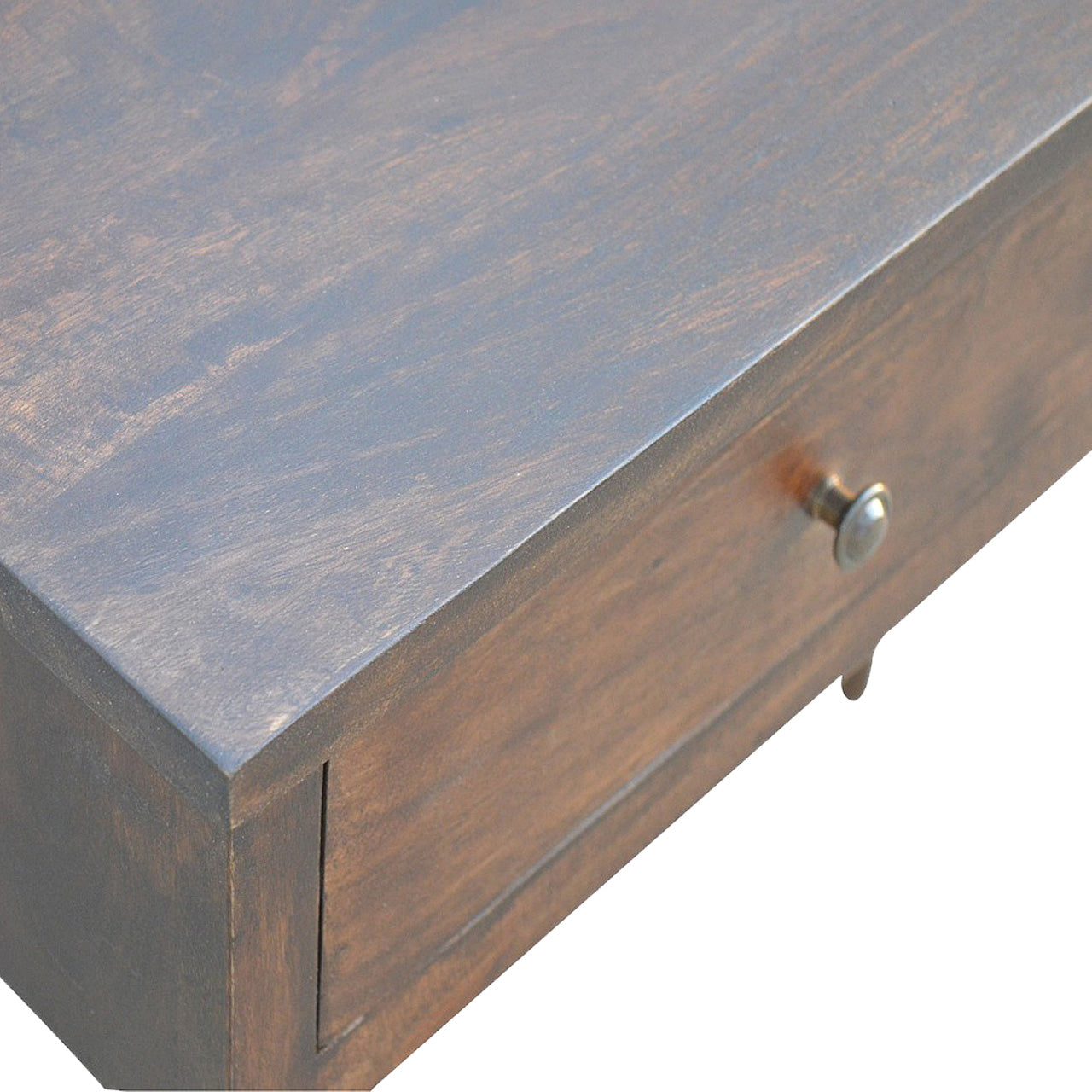 Solid Mango Wood 2-Drawer Console Table - Walnut Finish