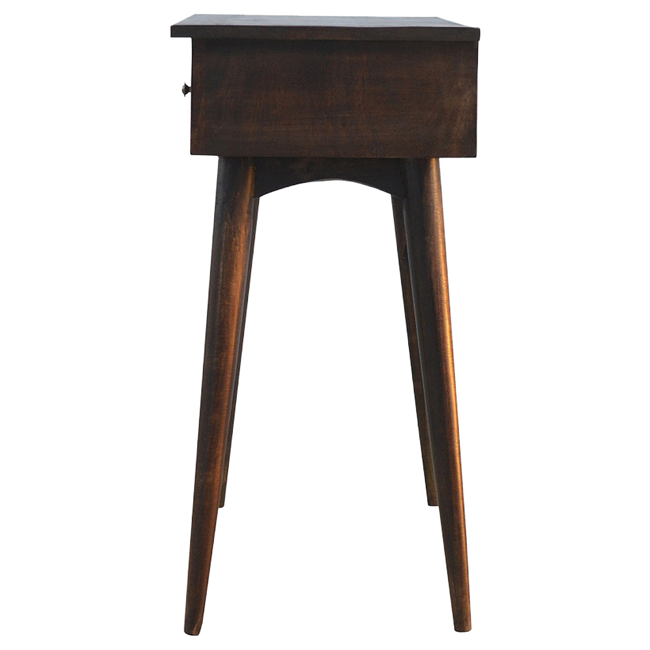Solid Mango Wood 2-Drawer Console Table - Walnut Finish