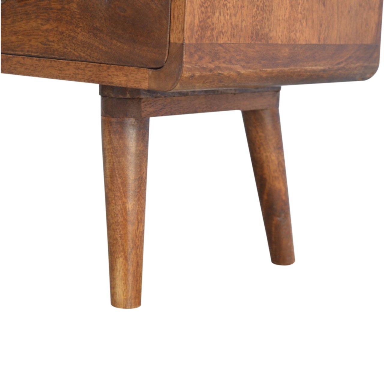 Curved Chestnut Media Unit - Solid Mango Wood with 2 Drawers