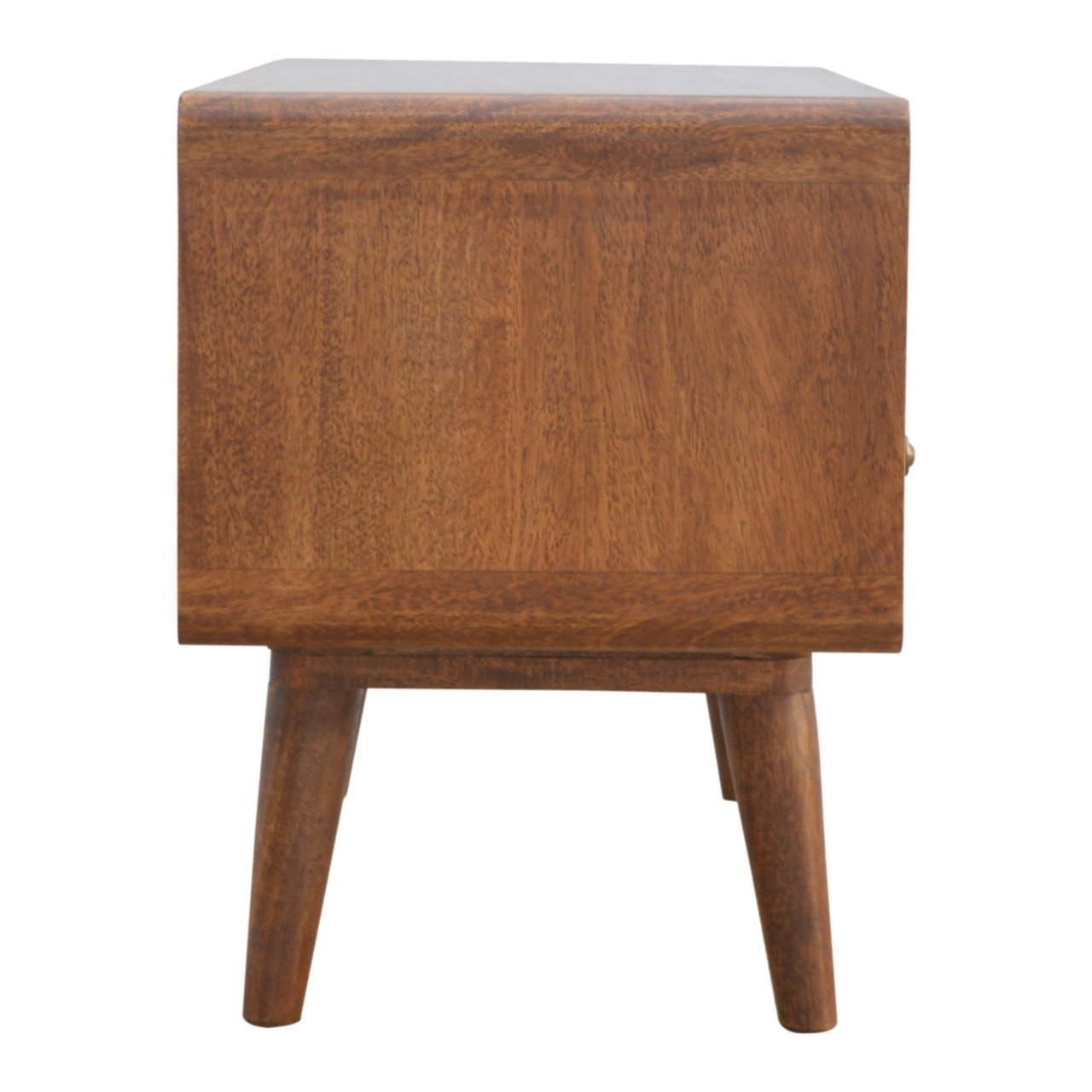 Curved Chestnut Media Unit - Solid Mango Wood with 2 Drawers